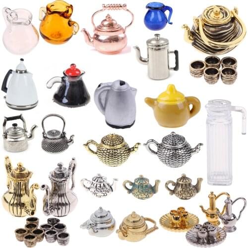 Multi Styles Tea Set Teapot Cup Kettle 1: 12 Dollhouse Furniture Miniature Dining Ware Kitchen DIY Toys