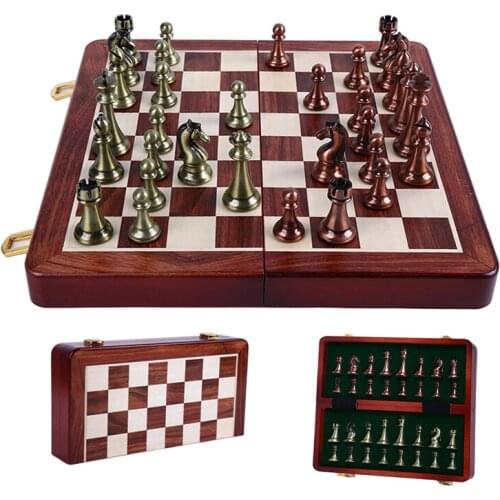 King Height 67mm Kirsite International Chess Set Wwooden Folding Chessboard Chess Game for Kids Adult for Gift Toys I8