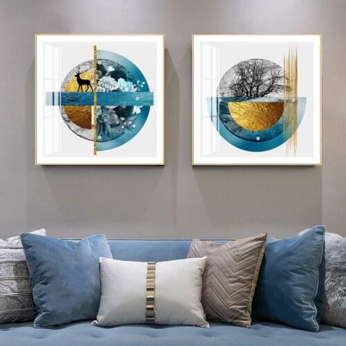 Creative Abstract geometric earth Patchwork tree modern decorative Painting Canvas Wall Art Poster for Home hotel office decor