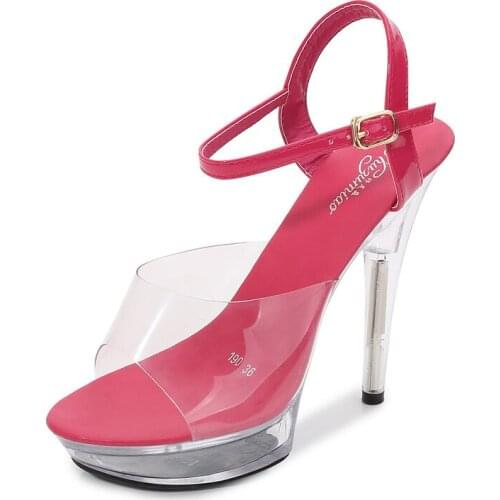 Mclubgirl Transparent Super High Heel Summer Female Waterproof Platform Fish Mouth Shoes Sexy Fairy Thin Heel Sandals LFD