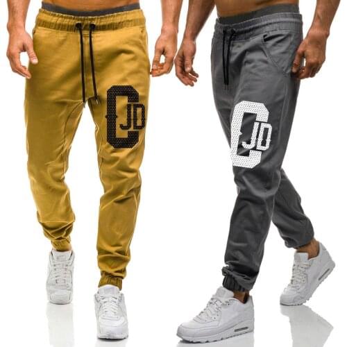 Fashion Men Joggers Sweatpants 0-Character Printing Design Solid Color Elastic Waist Sports Long Pants Streetwear Tracksuit