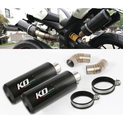 Monster 1100 696 Dual-outlet Slip-on Exhaust Set Motorcycle Mid Link Pipe 51mm Carbon Fiber Mufflers with DB Killer Escape 320mm