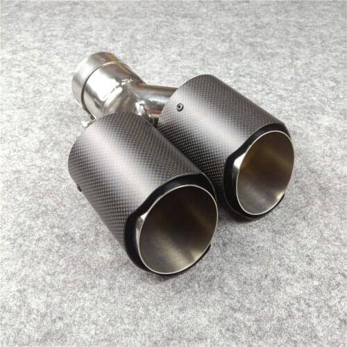 Car Styling Y model 63mm-89mm Mufflers Car Universal Exhaust End Tips For Akrapovic Auto Dual Matte Carbon Fiber Exhaust Pipe