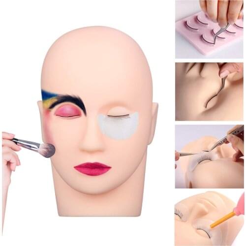 Massage Mannequin Head Flat Eye Facial Eyelash Eyelash Extension Makeup Practice Cosmetic Model Professional Training Heads Tool