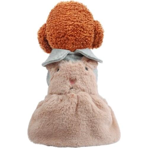 Dog Puppy Clothes Doll Collar Woolen Dress Thickened Plush Rabbit Suspenders Pet Clothes Cat Cute Costume Dog Skirt