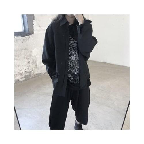 Autumn new product version of good-looking two-color men and women off the shoulder sleeve foundation loose long-sleeved shirt