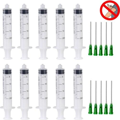 20ml Plastic Syringe with Needle for Lab and Multiple Uses injector Tool,1.5inch 14G Blunt Tip Dispensing Needle with luer lock