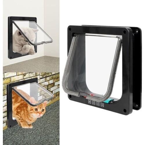 Pet Supplies Security Flap Door 4 Way Lockable Animal Small Pet Cat Dog Gate Door Dog Cat Kitten Door