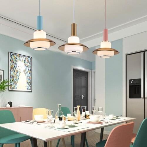 Nordic deco chambre hanging ceiling lamps wood living room LED pendant lights deco chambre