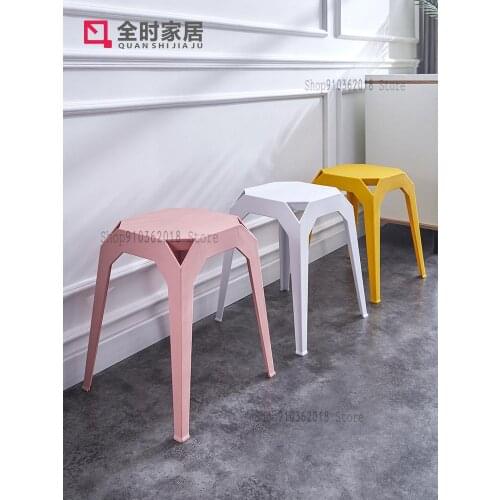 Modern Minimalist Plastic Stool Thickened Household Creative Small Stool Low Plastic Stool Restaurant Square Stool Nordic High S