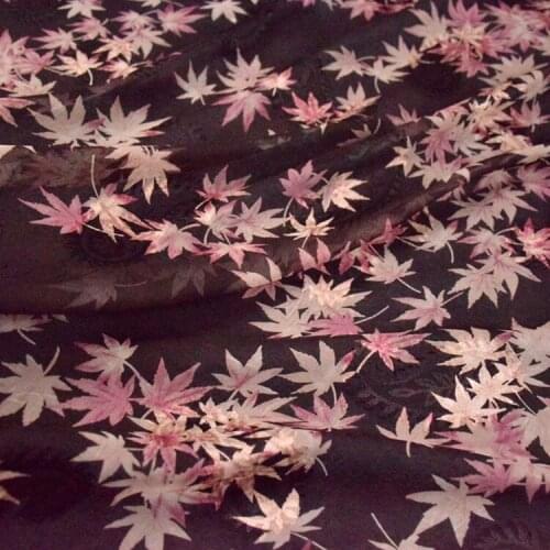 Chiffon Yarn Fabric Japanese Style Black Maple Leaf Cut Flower Dress Sunscreen Clothing Handmade DIY Womens Clothing Fabric