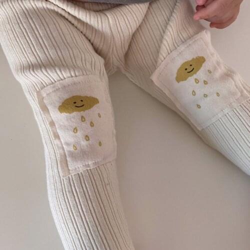 Spring boys' and girls' knitted Gong pattern cloud Leggings kids pants clothes baby pants