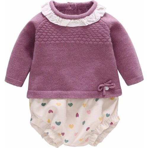 Vlinder Newborn Baby Girl clothes Baby Girl Sweater set Infant Snug cotton underpants Sweater 2pcs set Clothing Sets Kids 6M-3T