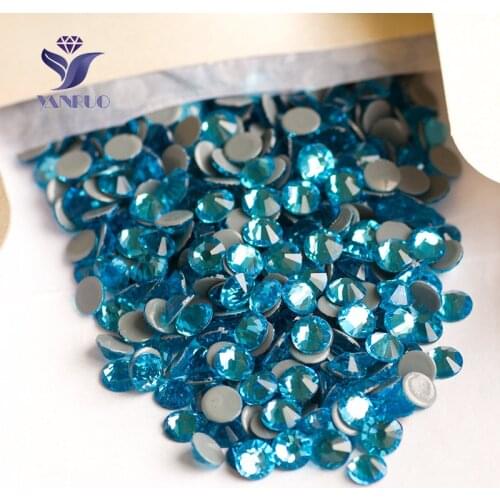 YANRUO 2058HF SS20 4.6-4.8mm Aquamarine Hotfix Rhinestones Iron on Stones And Crystals Rhinestone For Garment Accessories