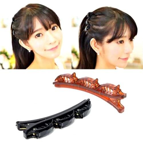 Women Double Layer Side Bangs Hair Clips Styling Hairpins Headband Braiding Tool