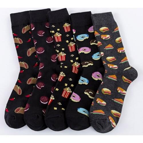 Women Socks Funny Cute Cartoon Fruits Banana Avocado Lemon Egg Cookie Donuts Food Happy Colorful Novelty Skateboard Socks