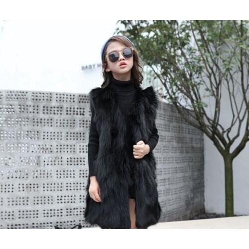 New Real genuine natural kids fox fur vest gilet child fashion black color fur jacket girls outwear custom adult size