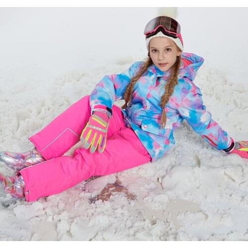 Girl Winter Windproof Ski Jacket and Pant Outdoor Children Clothing Set Kids Snow Sets Warm Skiing Suit For Boys Girls