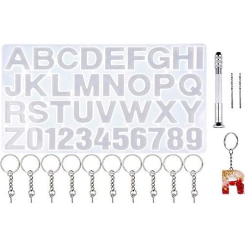 1 Set DIY Alphabet Letter Number Keychain Pendant Silicone Mould Crafts Jewelry Making Tools Crystal Epoxy Resin Mold