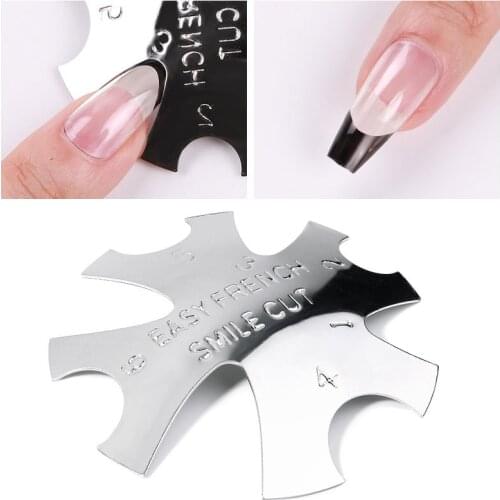 1Pcs/Set C-Curve Oval ShapeFrench Acrylic Gel Cutter V-Shape Trimmer French Pink White Cutter Nail Edge Metal Trimmer