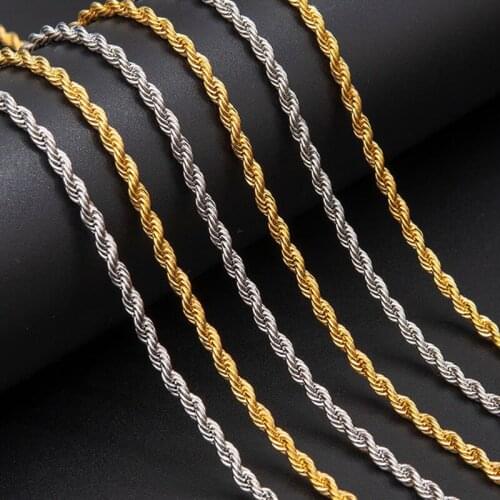2021 Classic Twisted Rope Chain Men Necklace Width 3MM Figaro Cuban Chain Necklace For Men Women Jewelry