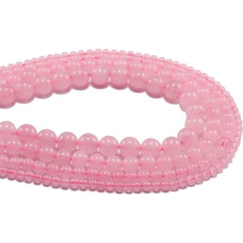 4—12 mm Rose Pink Round Spacer Bead Pink Quartz Crystals Loose Beads For Jewelry Making Findings Accessories Supplies Wholesale