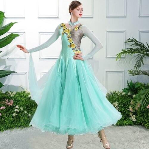 Ballroom dance competition costumes dancing dress standard ballroom dress women viennese waltz dress foxtrot dance dresses green