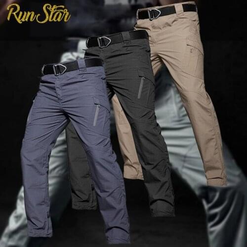 New Mens Waterproof Cargo Pants Elastic Multiple Pocket Military Male Trousers Outdoor Joggers Pant Plus Size Tactical Pants Men