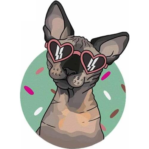 JuYouHui Exterior Accessories Decal Retro Sphynx Sunglasses Dog Personality Car Stickers Motorcycle RV Windshield PVC Decals