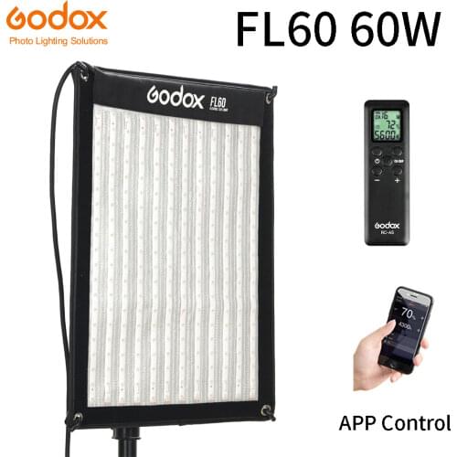 Godox FL60 60W Flexible LED Video Light Rollable Cloth Lamp with Controller + Remote Control + X-shape Support and Phone APP