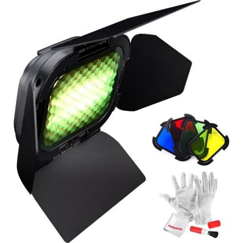 Godox Dedicated Barn Door BD-07 with Removable Honey Comb Grid and 4 color filters (Yellow Green Red Blue) for Godox AD200 Flash