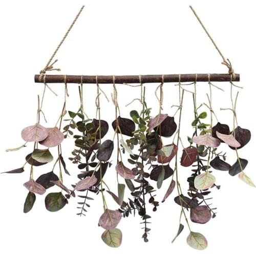 Artificial Eucalyptus Greenery Hanging Wall Decor Artificial Eucalyptus Vines Wall Hanging Plants with Wooden Stick