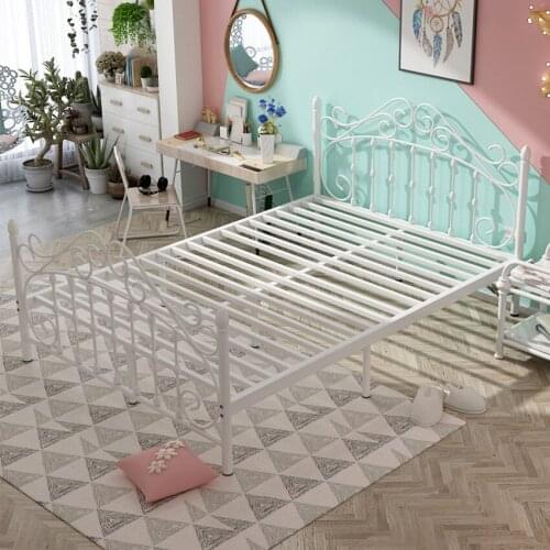 Iron Bed Frame 180×200CM Simple Modern Teenage Adults Single Double Bedroom Dormitory Home Bed Furniture Stable Twin Bed Frame