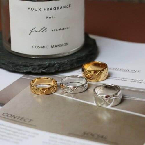 Stainless Steel plaid Rings For Fashion Women Party punk Fine Jewelry Minimalist Jewelry Geometric Party Gift Accessories 2021