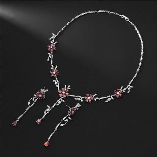 Zircon Necklace Earrings Set Fashion Joker Necklace Earring Set Wedding Bridal Party Jewelry Set Dress Up