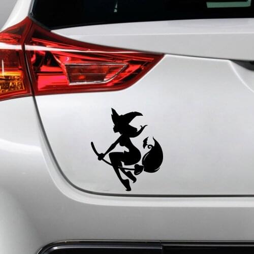 Cartoon Witch Car Decal Rearview Mirror Decal Car Window Bumper Cute Waterproof Removable