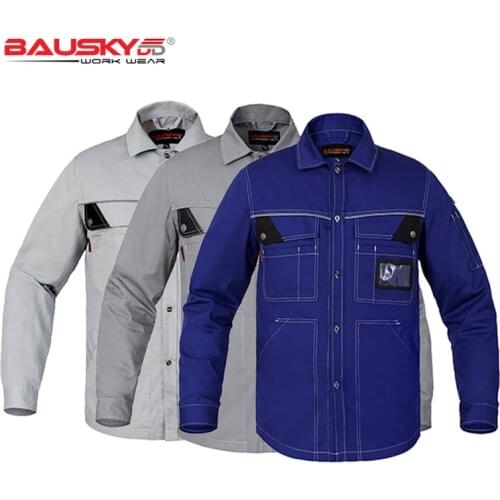 Mens Work Shirts Denim Work Shirt Workwear Work Shirts Long Sleeves Multi Pockets Extra Large Size