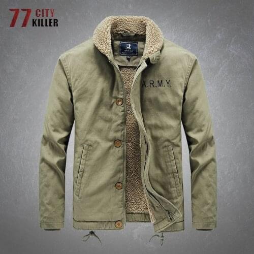 Faux Lamb Wool Tactics Jacket Mens Winter Fleece Thick Fur Collar Pilot Parkas Casual Cotton Loose Jackets Male Chaqueta Hombres