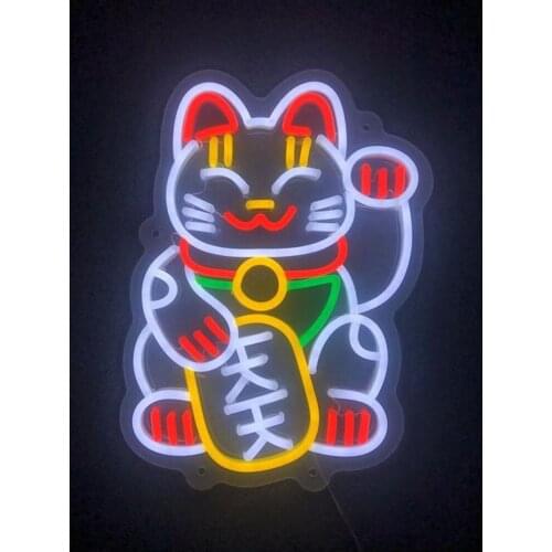 Neon Sign For Chinese lucky cat Real Glass Tube fish Commercial shop Lamp Neon Sign Custom Neon Skull Sign Neon Window Lights
