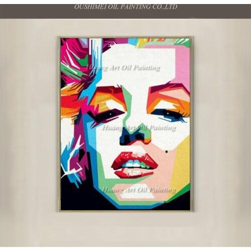 New Hand Painted Famous Marylin Monroe Pop Ahmad Canvas Portrait Oil Painting Abstract Actor Acrylic Character Paintings