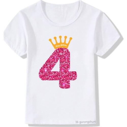 New Queens Crow Happy Birthday Gift Girls Print T Shirt Girls/boys All-friendly T Shirts for Kids Birthday Clothes T-shirt