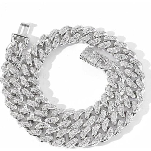 Bling Iced Out Cuban Chain 16-24" 15mm AAA Cubic Zirconia Necklace For Men Gifts Fashion Hip Hop CZ Necklaces Jewelry