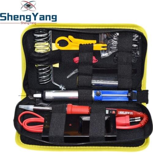 Soldering iron kit adjustable temperature 220V 80W LCD solder welding tools Ceramic heater soldering tips Desoldering Pump