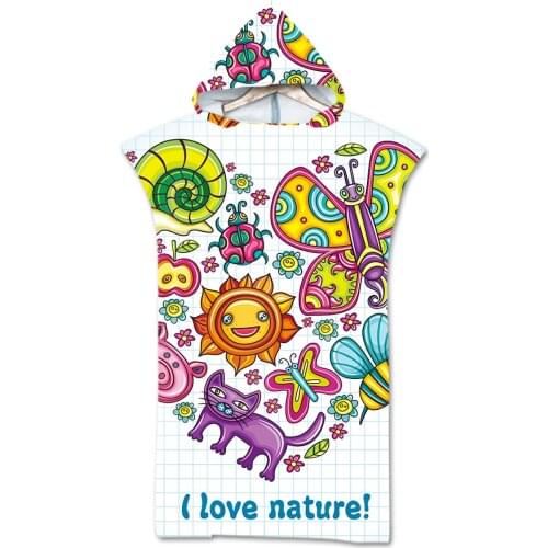 Adult Surfing Suit Change Robes Beach Poncho Towel Microfiber Quick Drying Printed Hooded Towels Absorbent Bath Towels