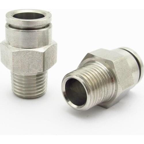 4mm 6mm 8mm 10mm 12mm 1/8" 1/4" 3/8" 1/2" BSP Male 304 Stainless Steel One Touch Air Pneumatic Fitting Quick Connector