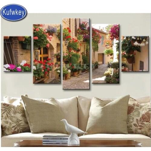 Full Round Drill Mosaic Pattern paintings diamond art stitch landscape diamond embroidery 5d diamond painting European Town