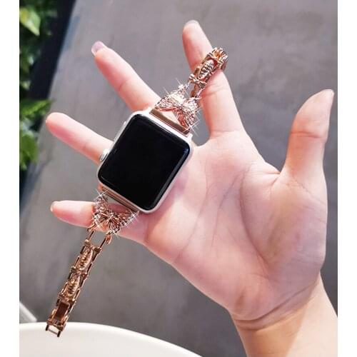 Women Diamond Link bracelet strap For Apple watch 5 band 38mm 42mm iwatch serice 4 3 2 bands for apple watch strap 6 44mm 40mm