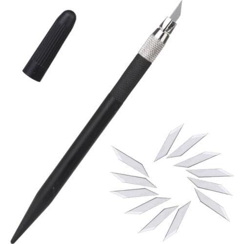 RORGETO 1 Pcs Leather Craft Carving Knife Tool Stainless Steel Precision Knife with 12 Pcs Replacement Carving Knife for Carving