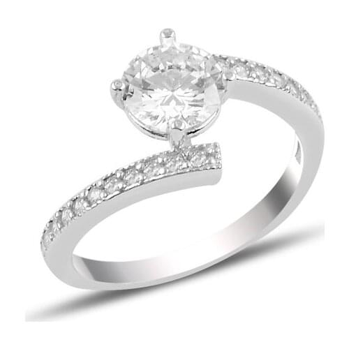 Silverlina Silver Zircon Stone Engagement Ring
