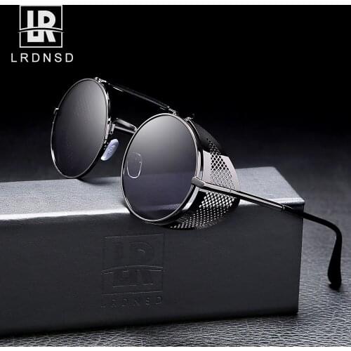 2020 Retro Round Metal Sunglasses Steampunk Men Women Brand Designer Glasses Oculos De Sol Shades UV Protection
